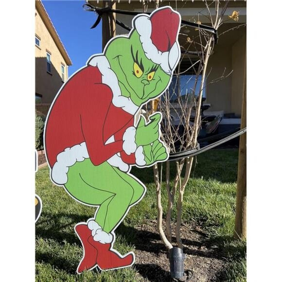 Stealing Christmas Lights DOUBLE SIDED Who ville Yard Card Sign - 3 Ft. Tall - Picture 6 of 8